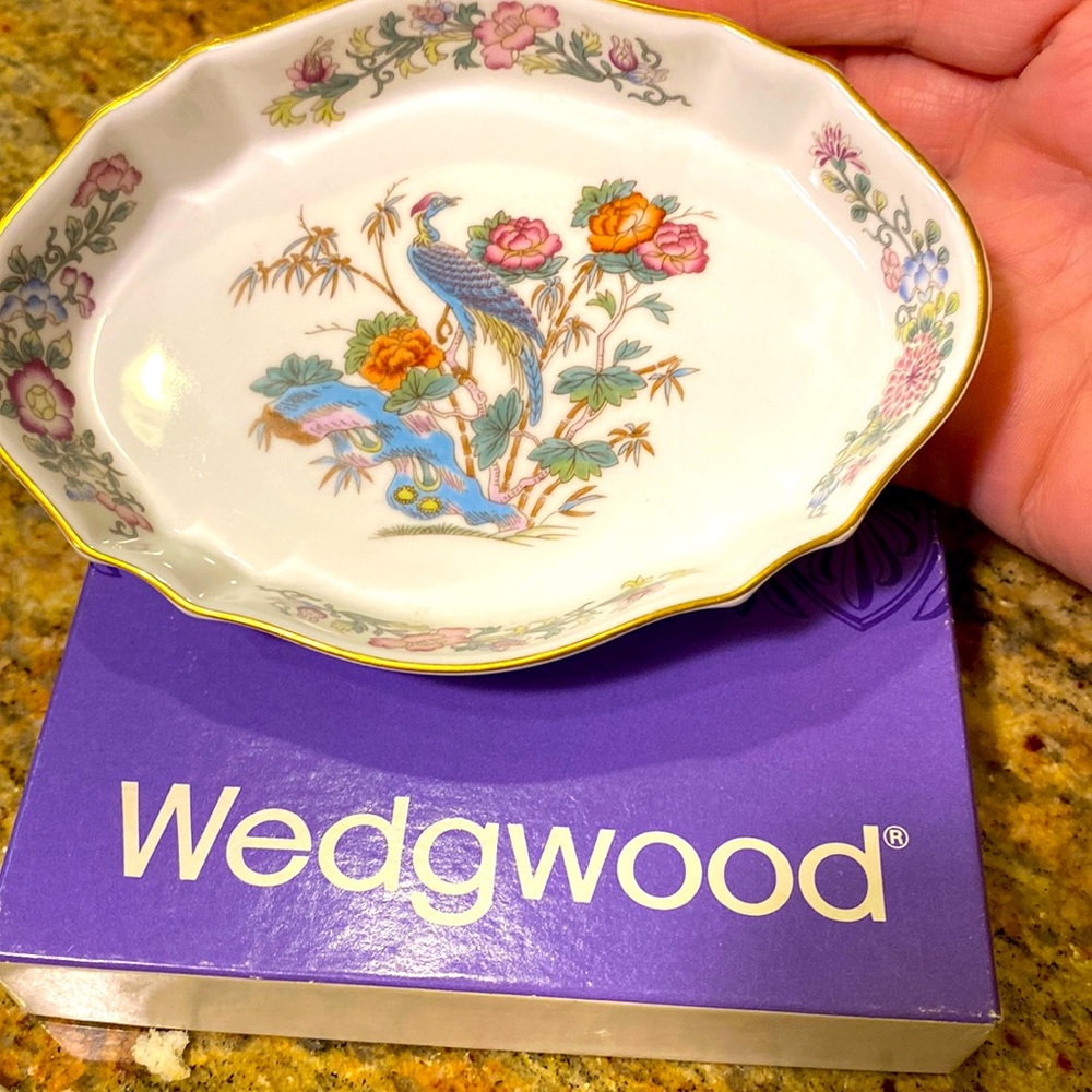 Wedgwood Floral Dish with Colorful Bird Design